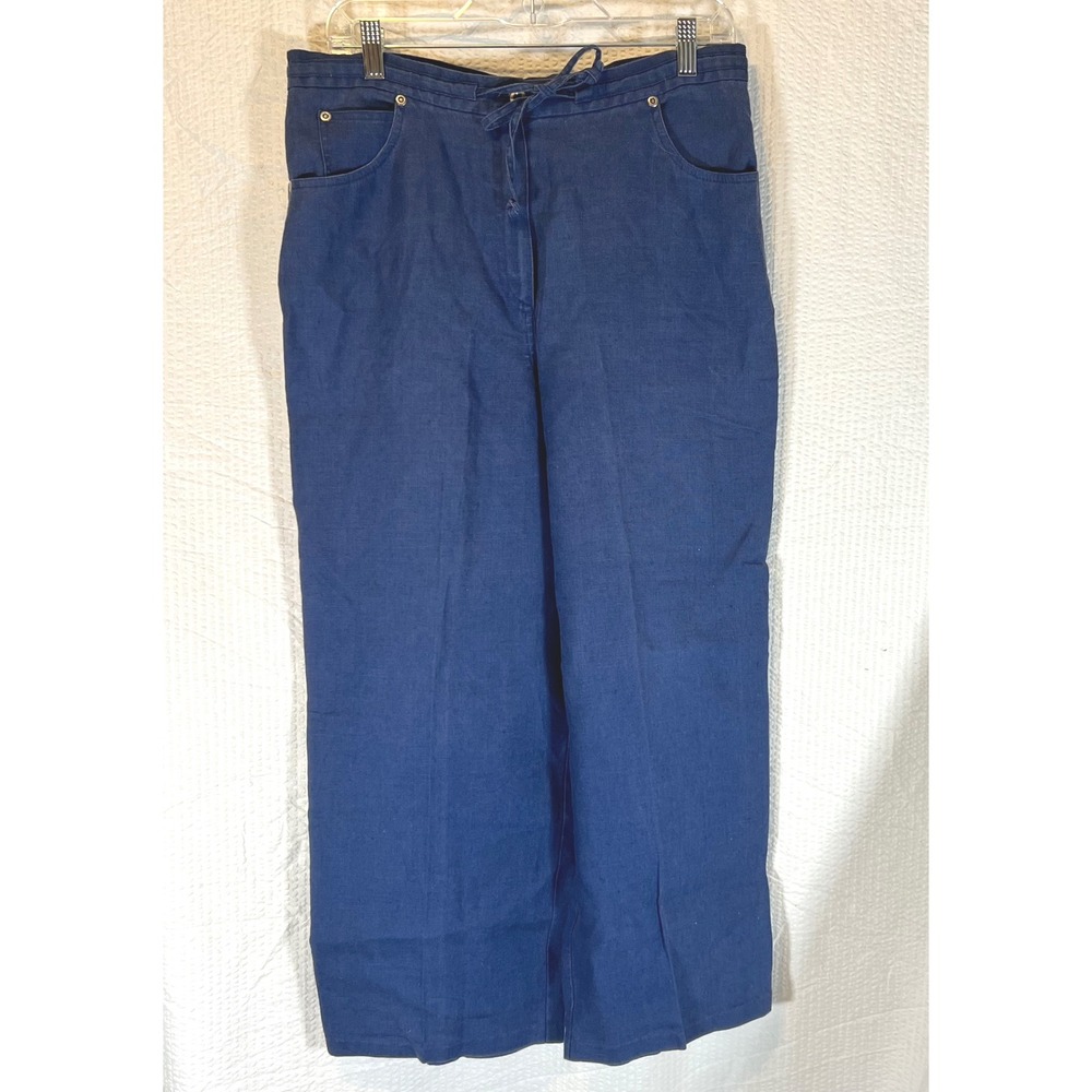Norton View McNaughton Linen Wide Leg Drawstring Pants Casual Blue M